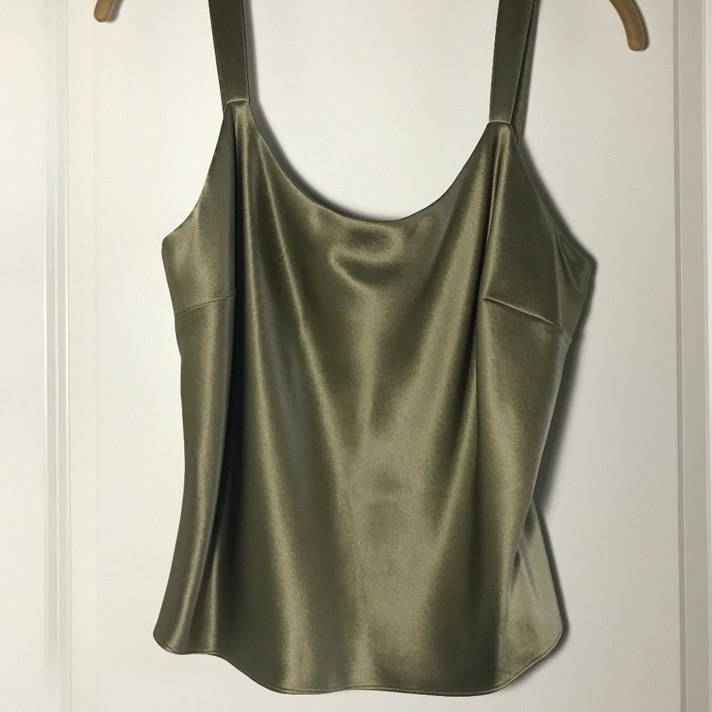 Lafayette 148 100% Silk Olive Green Camisole